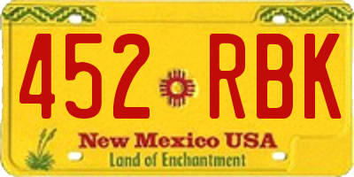 NM license plate 452RBK