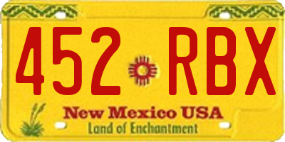NM license plate 452RBX