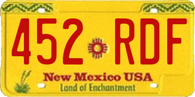 NM license plate 452RDF