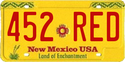 NM license plate 452RED