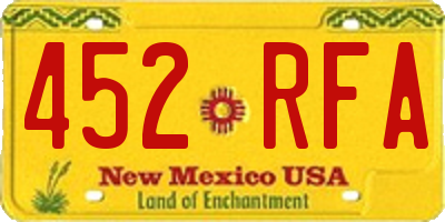 NM license plate 452RFA