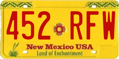 NM license plate 452RFW
