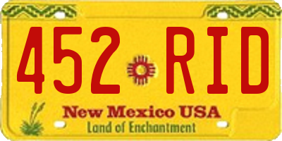 NM license plate 452RID