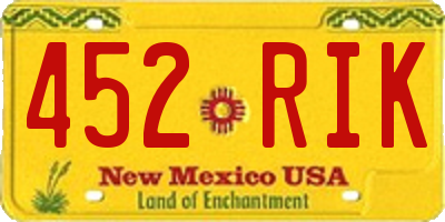 NM license plate 452RIK