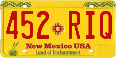 NM license plate 452RIQ