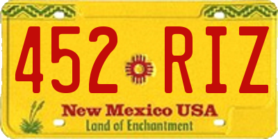 NM license plate 452RIZ