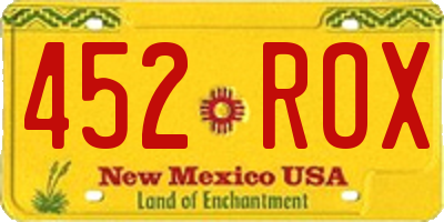 NM license plate 452ROX