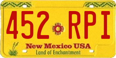 NM license plate 452RPI