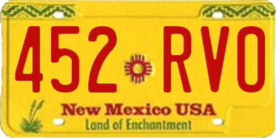 NM license plate 452RVO