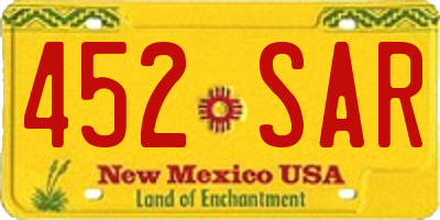 NM license plate 452SAR