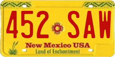 NM license plate 452SAW