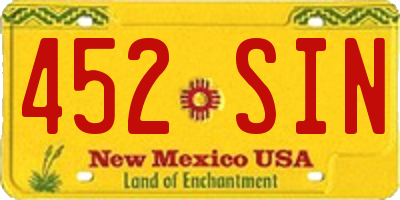NM license plate 452SIN
