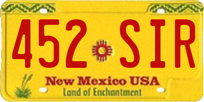NM license plate 452SIR