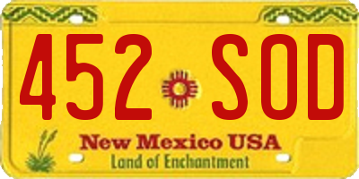 NM license plate 452SOD