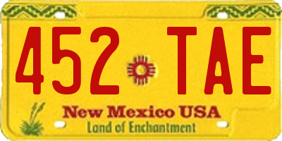 NM license plate 452TAE