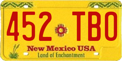 NM license plate 452TBO
