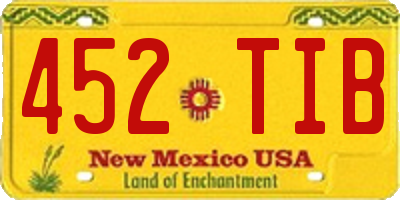 NM license plate 452TIB