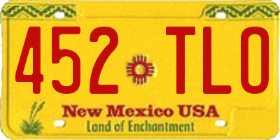 NM license plate 452TLO