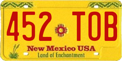 NM license plate 452TOB