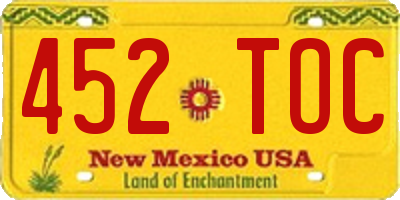 NM license plate 452TOC