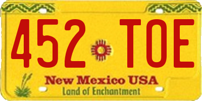 NM license plate 452TOE