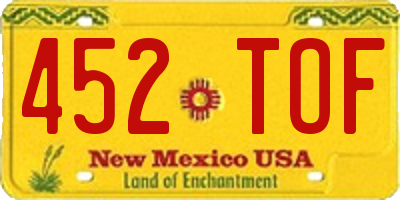 NM license plate 452TOF