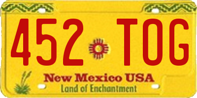NM license plate 452TOG