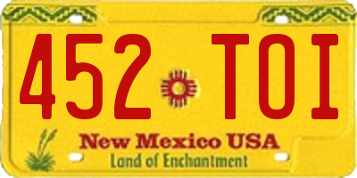 NM license plate 452TOI