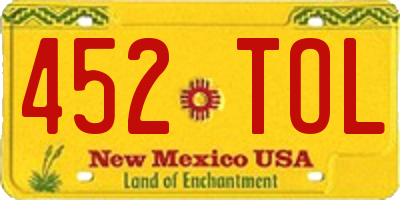 NM license plate 452TOL