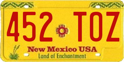 NM license plate 452TOZ