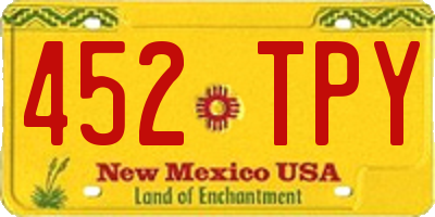 NM license plate 452TPY