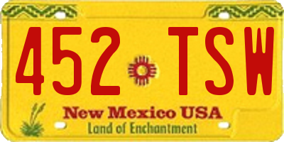 NM license plate 452TSW