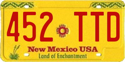 NM license plate 452TTD