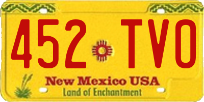 NM license plate 452TVO