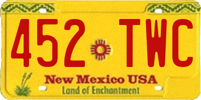 NM license plate 452TWC