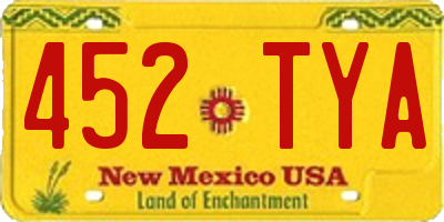 NM license plate 452TYA