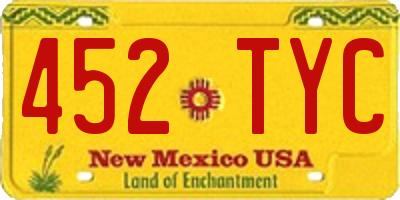NM license plate 452TYC