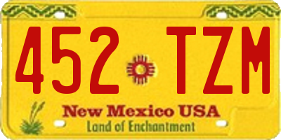 NM license plate 452TZM