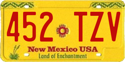 NM license plate 452TZV