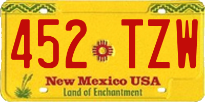 NM license plate 452TZW