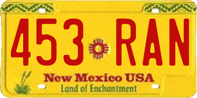 NM license plate 453RAN