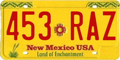 NM license plate 453RAZ