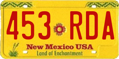 NM license plate 453RDA