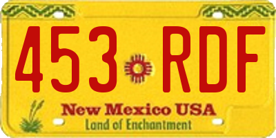 NM license plate 453RDF