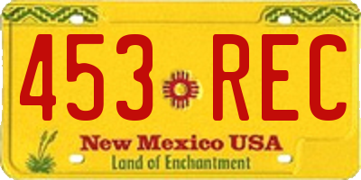 NM license plate 453REC