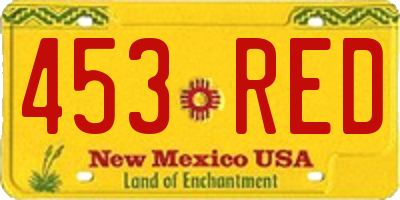 NM license plate 453RED