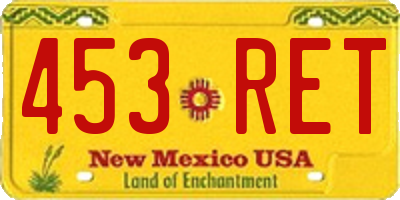 NM license plate 453RET