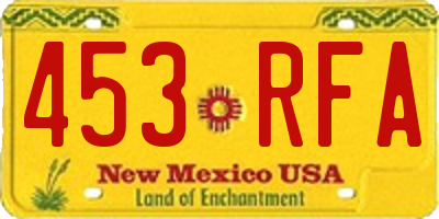 NM license plate 453RFA