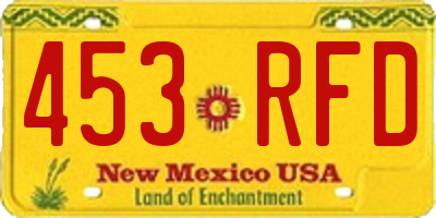 NM license plate 453RFD