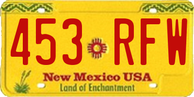 NM license plate 453RFW